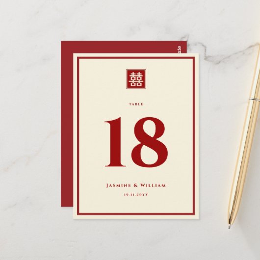 クラシックスクエア二重中国の幸福結婚ズ ポストカード (正面/裏面インサイチュ)