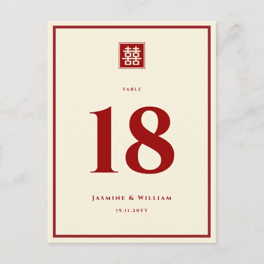 クラシックスクエア二重中国の幸福結婚ズ ポストカード (正面)