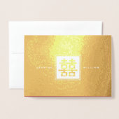 クラシックスクエア二重中国の幸福結婚ズ 箔カード (封筒付き正面)