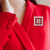 クラシックスクエア二重中国の幸福結婚ズ 缶バッジ