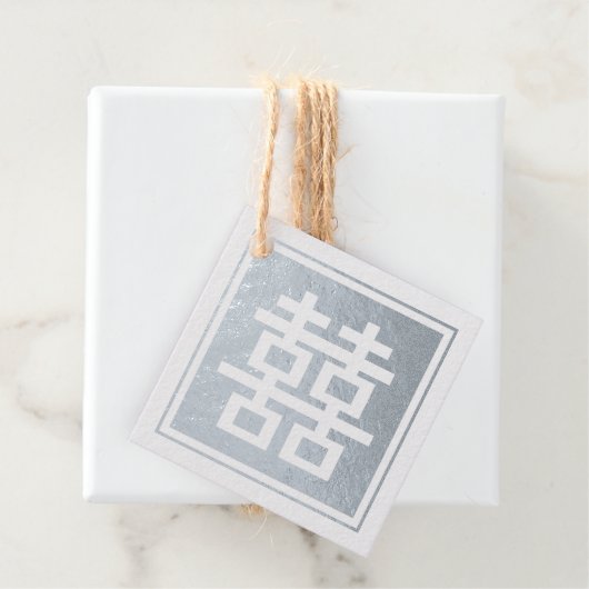 クラシックスクエア ダブルハピネス 中華 結婚式 フォ フェイバータグ (箱)