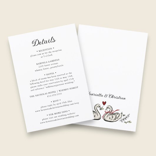 クラシックスクリプトの結婚式詳細カード エンクロージャーカード