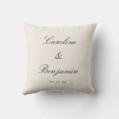 クラシックスクリプトエレガントウェディングカスタムアイボリークリーム クッション (裏面)