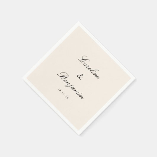 クラシックスクリプトエレガントウェディング名前をカスタムするアイボリー スタンダードカクテルナプキン (角)