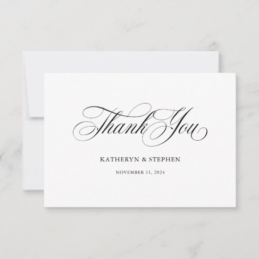 クラシックスクリプトカリグラフィー エレガント感謝カード サンキューカード (正面)