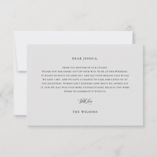 クラシックスクリプトカリグラフィー・エレガント感謝カード サンキューカード (裏面)