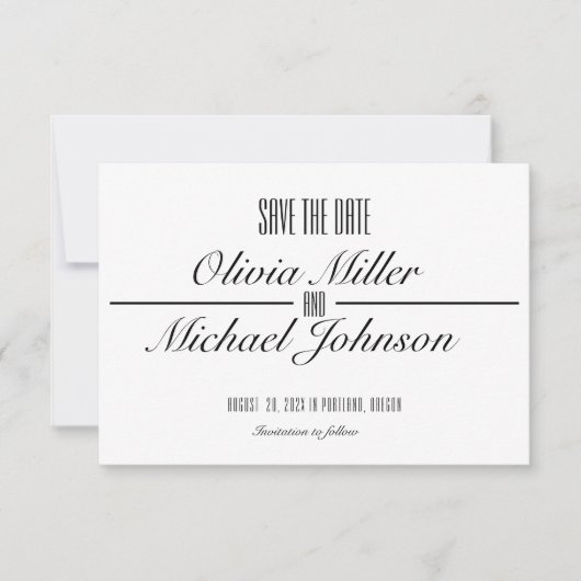 クラシックスクリプトタイプのフラットセーブザデートカード セーブザデート (正面)