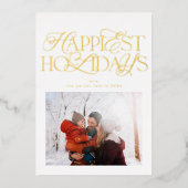 クラシックスクリプト写真クリスマス金ゴールド 箔シーズンカード (正面)