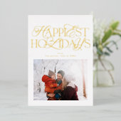 クラシックスクリプト写真クリスマス金ゴールド 箔シーズンカード (立ち正面)