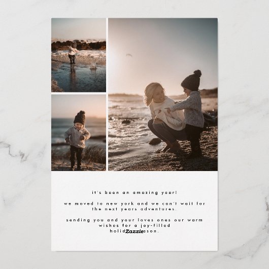 クラシックスクリプト写真クリスマス金ゴールド 箔シーズンカード (裏面)