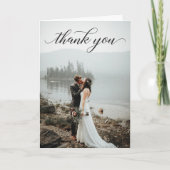 クラシックスクリプト写真 ウェディング フォールド ありがとうカード サンキューカード (正面)
