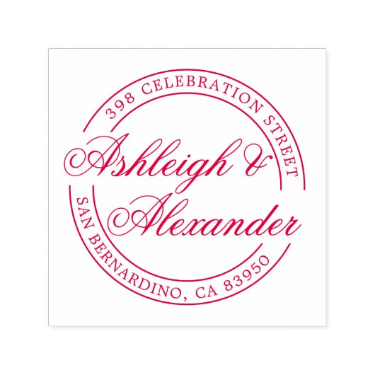 クラシックスクリプト名ラウンド差出人住所 セルフインキングスタンプ (デザイン)