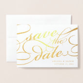 クラシックスクリプト日付の保存 箔カード (封筒付き正面)