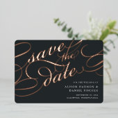 クラシックスクリプト日付の保存 箔招待状 (立ち正面)