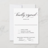 クラシックスクリプト結婚式出欠確認カード 招待状 (正面)