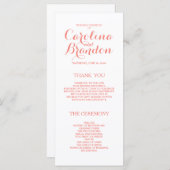 クラシックスクリプト | コーラルピンク結婚式 プログラム (正面/裏面)