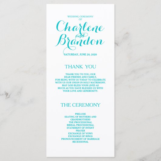 クラシックスクリプト | ターコイズ結婚式 プログラム (正面)