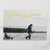 クラシックスクリプト メリークリスマス ホリデーシーズン シルバー箔押し C 箔シーズンカード (正面)