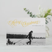 クラシックスクリプト メリークリスマス ホリデーシーズン シルバー箔押し C 箔シーズンカード (立ち正面)