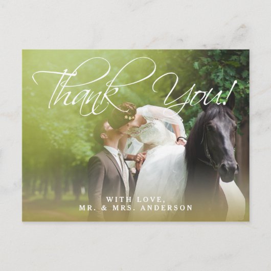 クラシックスクリプト | 写真結婚の感謝はがき ポストカード (正面)