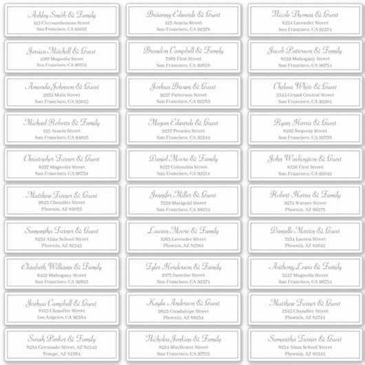 クラシックスクリプ結婚ト名アドレス シール (正面)