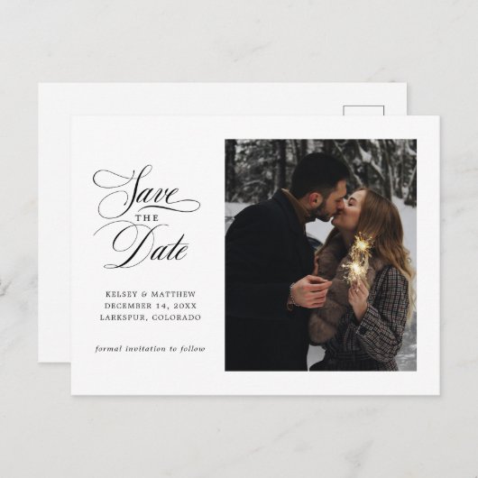 クラシックスクリ独身のプト写真の日付保存 案内ポストカード (正面/裏面)