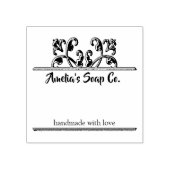 クラシックスクロール石鹸ラベル木製アートスタンプ ラバースタンプ (インプリント)