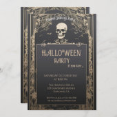 クラシックスケルトンのハロウィーン 招待状 (正面/裏面)