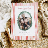 クラシックスストライプクリスマスホリデーリースフラットカード シーズンカード