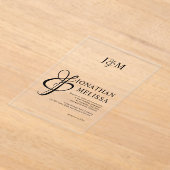 クラシックスタイリッシュアンパサンド文字モノグラム結婚の アクリル招待状 (レイダウン)