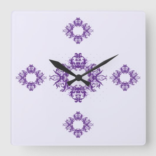 クラシックスタイルのスクロールワーク スクエア壁時計 (正面)