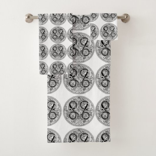 クラシックスタイルのスクロールワーク バスタオルセット (インサイチュ)