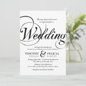 クラシックスタイルのモノクロ結婚式 招待状 (スタンド正面)