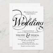 クラシックスタイルのモノクロ結婚式 招待状 (正面/裏面)