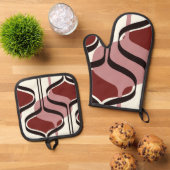 クラシックスタイルの色 鍋つかみ&鍋敷きセット (トップダウン)