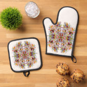 クラシックスタイルの色 鍋つかみ&鍋敷きセット (トップダウン)