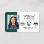 クラシックスタイルカスタムIDフォトグリーン金ゴールド 名刺 (正面)