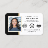 クラシックスタイルカスタムIDフォトブラック金ゴールド 名刺 (正面)