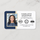 クラシックスタイルカスタムIDフォトブルー金ゴールド 名刺 (正面)