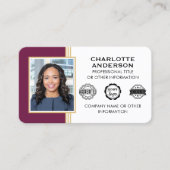 クラシックスタイルカスタムIDフォトプラム金ゴールド 名刺 (正面)