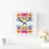 クラシックスタイル花模様 スクエア壁時計 (ホーム)