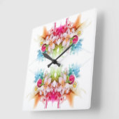 クラシックスタイル花模様 スクエア壁時計 (傾斜)