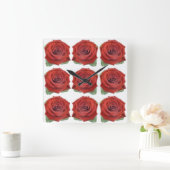 クラシックスタイル花模様 スクエア壁時計 (ホーム)