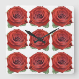 クラシックスタイル花模様 スクエア壁時計