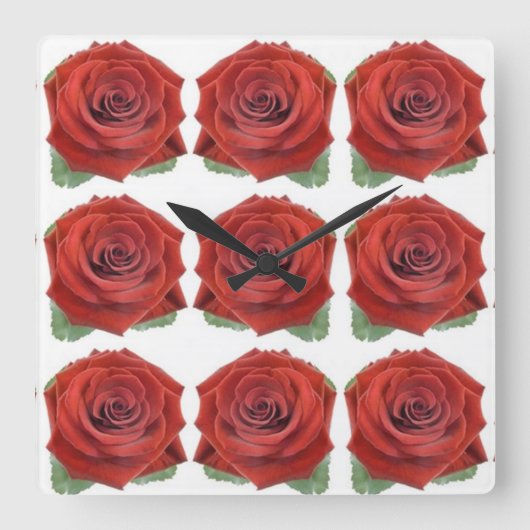 クラシックスタイル花模様 スクエア壁時計 (正面)