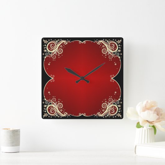 クラシックスタイルScrollwork スクエア壁時計 (ホーム)