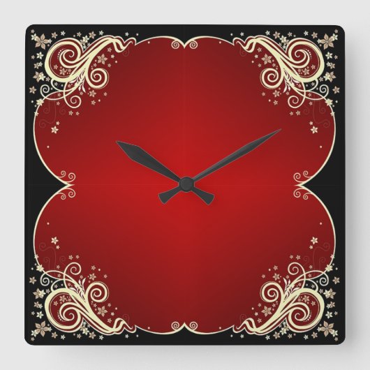 クラシックスタイルScrollwork スクエア壁時計 (正面)