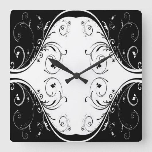 クラシックスタイルScrollwork スクエア壁時計 (正面)