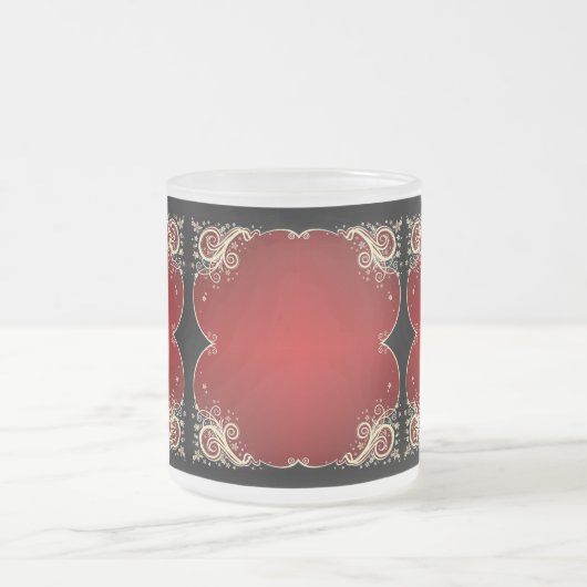 クラシックスタイルScrollwork フロストグラスマグカップ (中央)