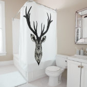 クラシックスタグディアヘッドブラックグレイ動物 シャワーカーテン (インサイチュ)